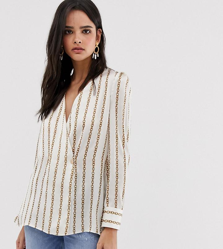 River Island Crossover Blouse In Stripe - White