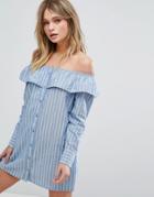 Influence Bardot Dress - Blue