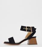 Raid Wide Fit Bessie Black Block Heel Sandals