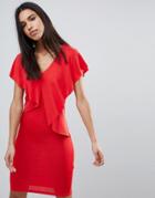 Y.a.s Lou Lou Ruffle Front Dress - Red