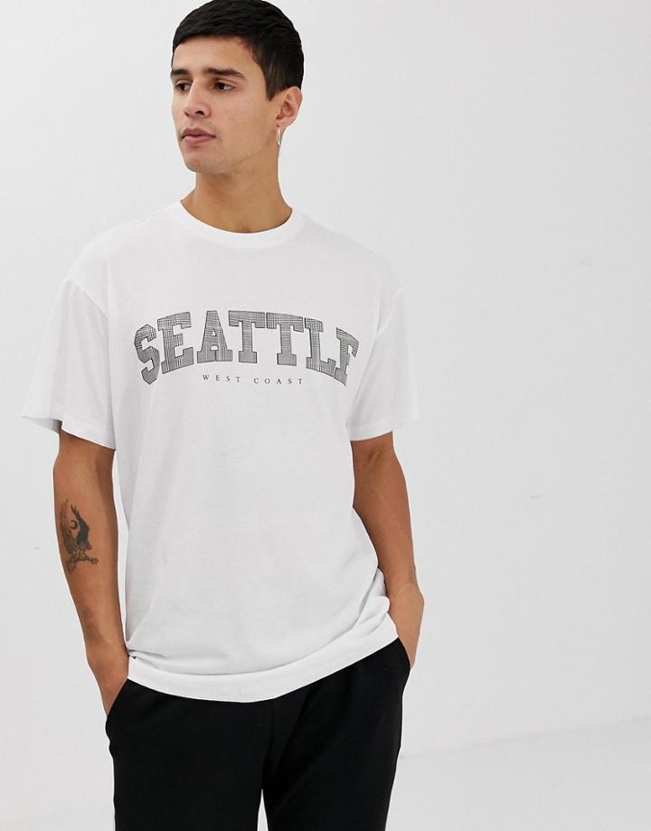 New Look Seattle Print T-shirt In White - White