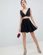 Asos Design Full Skater Mini Skirt In Scuba - Black