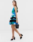 Closet Full Skirt Contrast Band Dress - Multi