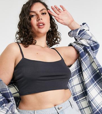 Flounce London Plus Jersey Cami Top In Slate Gray-grey