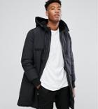 Asos Tall Heavyweight Parka With Fleece Lined Hood In Black - Black