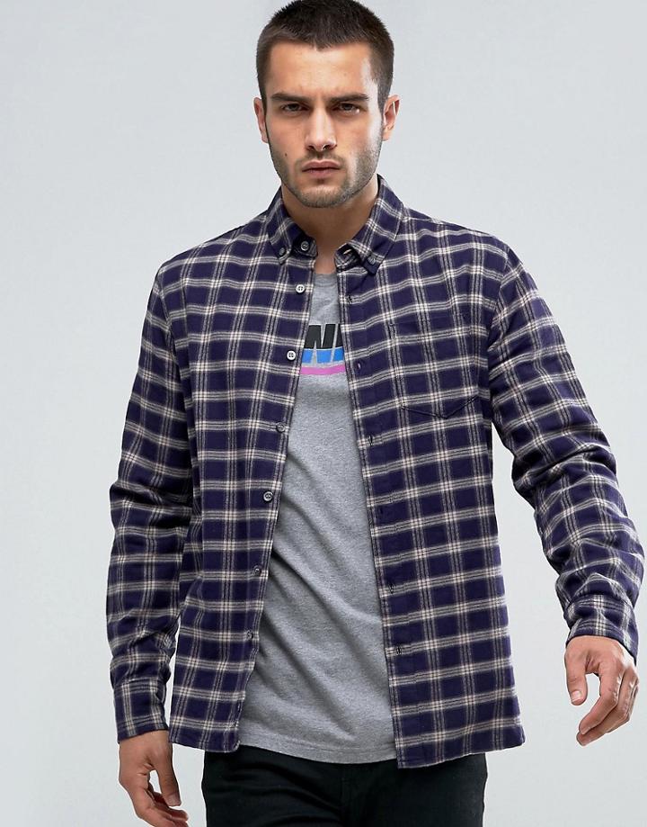 Penfield Corey Check Shirt Buttondown Flannel Regular Fit In Blue - Blue