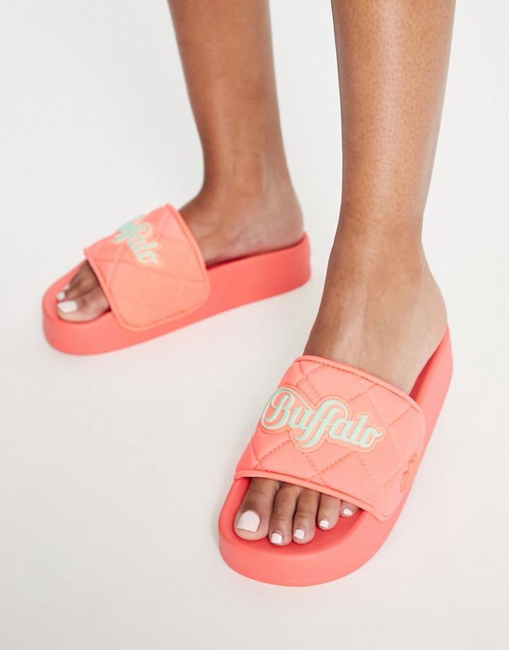 Buffalo Lake Soft Quilted Slides In Coral-orange