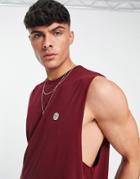 Le Breve Sleeveless T-shirt Tank Top In Burgundy-red