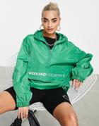 Asos Design Weekend Collective Overhead Rain Jacket In Green