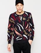 Scotch & Soda Crewneck Sweatshirt With All-over Patched On Artwork. - Black