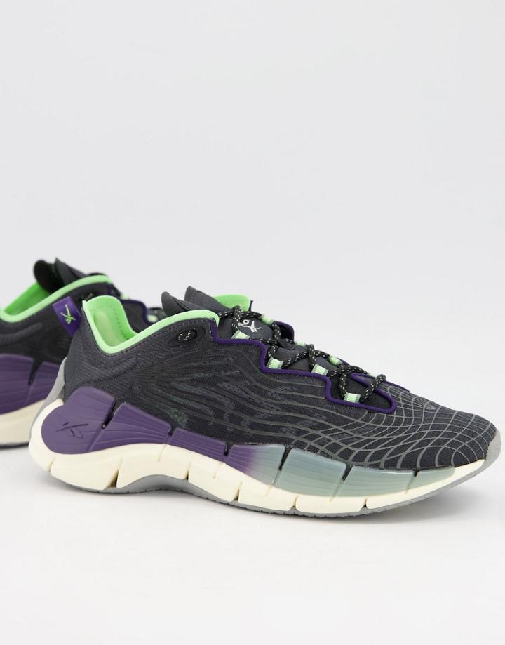 Reebok Running Zig Kinetica Ii Sneakers In Black And Purple