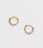 Astrid & Miyu Gold Plated Mystic Turquoise Jewelled Huggie Hoop Earrings - Gold