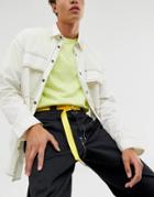 Asos Design Skinny Webbing Belt In Yellow With Silver D-rings - Yellow