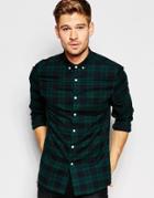 Asos Shirt In Long Sleeve With Mid Scale Check - Green