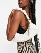 Asos Design Elongated Shoulder Bag With Wide Strap In Off White
