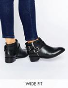 Asos After Dark Wide Fit Leather Ankle Boots - Black