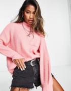 Violet Romance Oversized Sweater With Pocket Detail In Pink