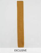 Noose & Monkey Knitted Square Tie - Yellow