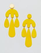 Asos Design Earrings In Rounded Geo Shape Design In Yellow - Yellow