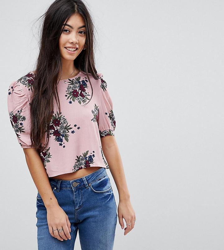 Parisian Petite Floral Print Blouse - Pink