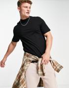 River Island Crew Neck T-shirt In Black