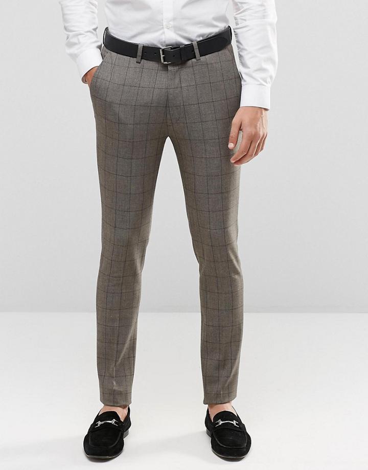 Asos Super Skinny Pants In Gray Check - Gray
