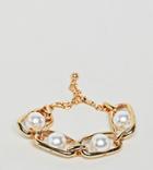 Designb London Chunky Gold Chain And Pearl Bracelet - Gold
