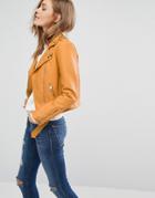 Pimkie Leather Look Jacket - Yellow
