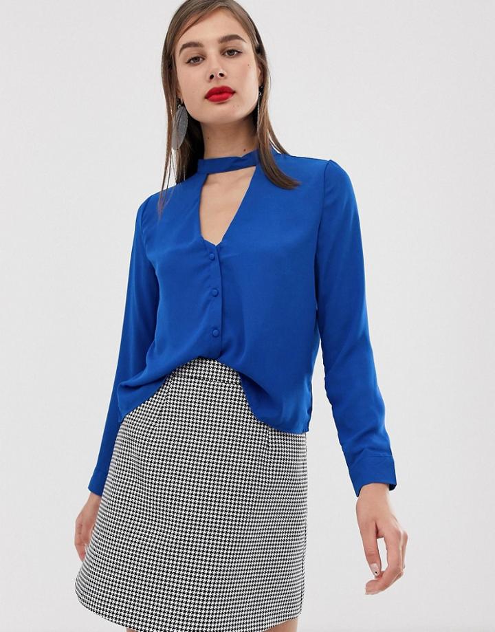 Unique21 Striped Shirt With Tie Collar - Blue