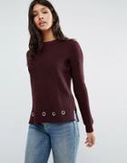 Brave Soul Sweater With Eyelets - Red