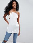 Asos Cami With Square Neck And Drape Back - White