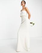 Pretty Lavish Bridesmaid Bandeau Crepe Maxi Dress In Champagne-neutral