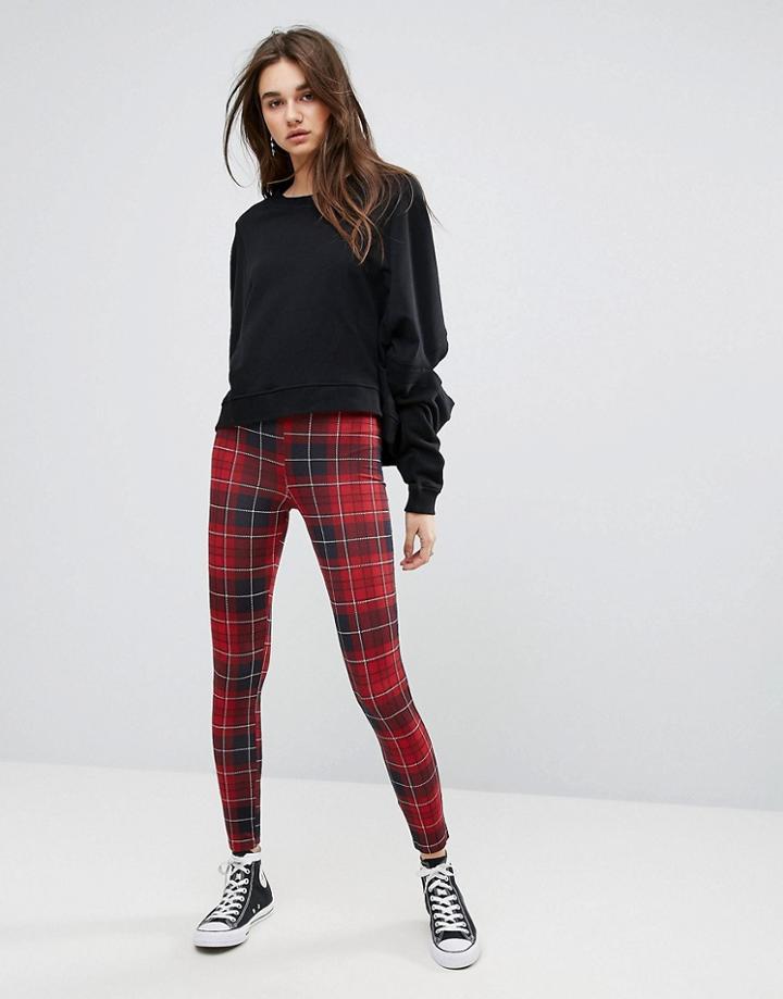 Asos Legging In Check Print - Red