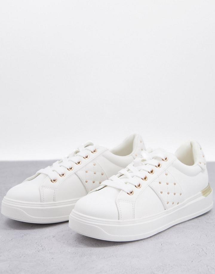 New Look Chunky Quilted Sneakers With Stud In White