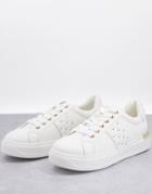 New Look Chunky Quilted Sneakers With Stud In White
