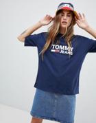 Tommy Jeans T-shirt With Classic Flag Logo - Navy