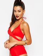 Missguided Mix & Match Wrap Bikini Top - Red