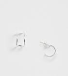 Asos Design Sterling Silver Hoop Earrings With Double Loop - Silver