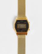 Casio Vintage Unisex Digital Mesh Watch In Gold La690wemy-1ef