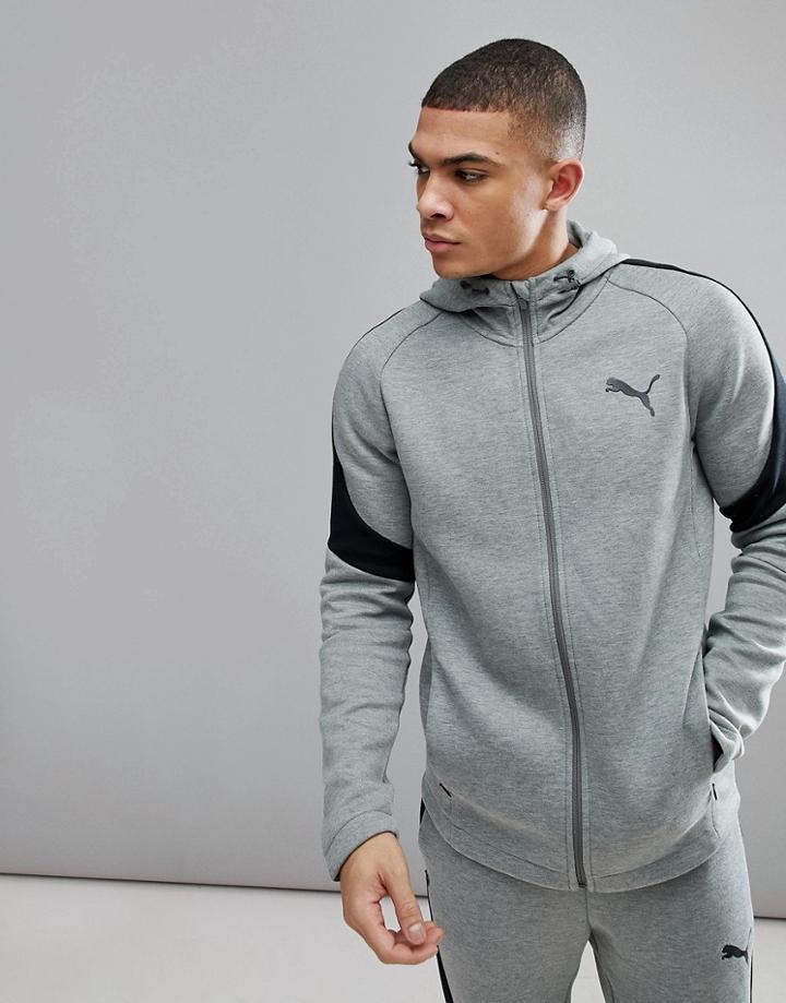 Puma Running Evostripe Move Full Zip Hoodie In Gray 59491503 - Gray