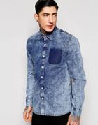 Kubban Acid Wash Shirt Dye Pocket - Blue