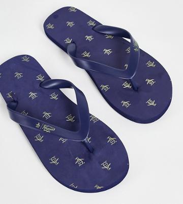 Original Penguin Wide Fit Flip Flops In Navy