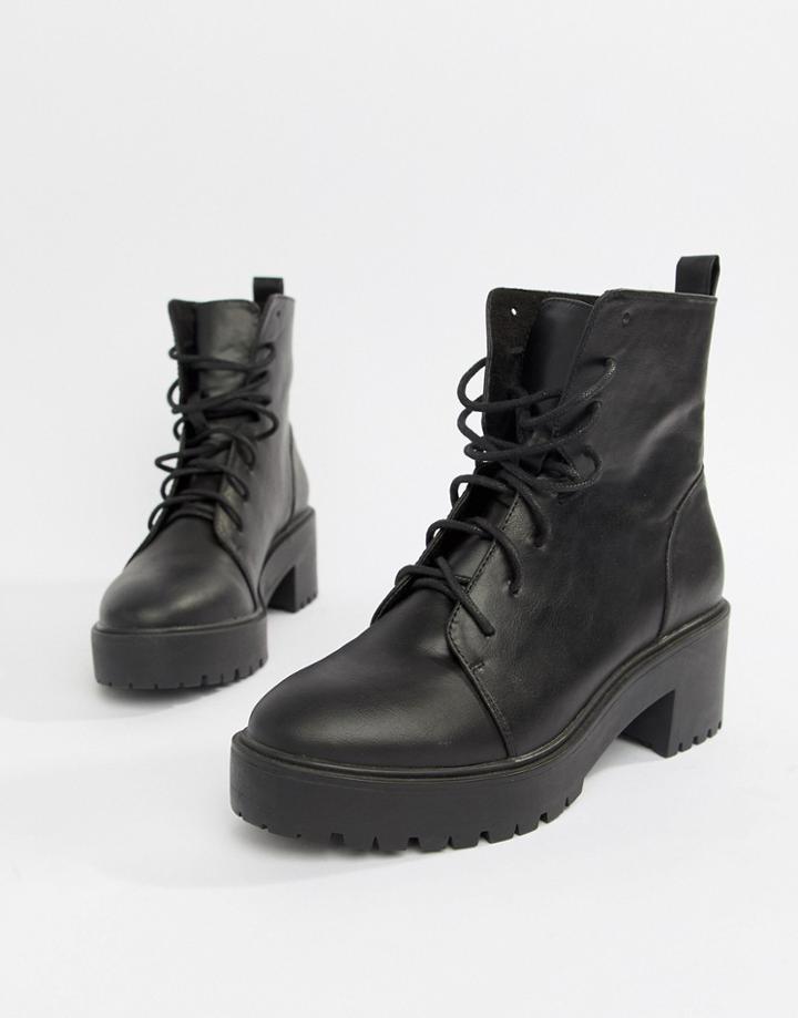 Asos Design Raider Chunky Lace Up Boots-black