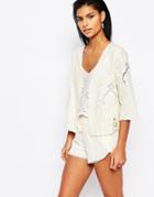 Moon River Embroidered Linen Jacket - Cream