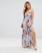Pia Rossini Multi Print Beach Dress With Side Splits - Multi