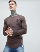 Gym King Long Sleeve Top In Dark Brown - Brown