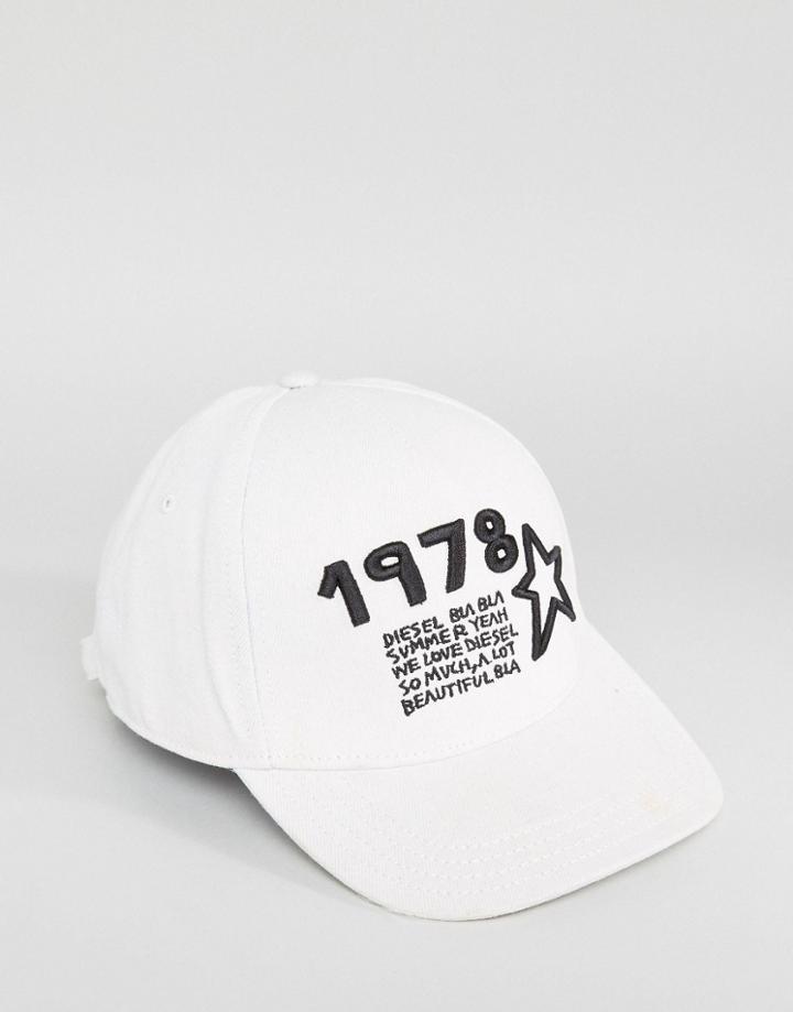 Diesel Cateen Baseball Cap In White - White
