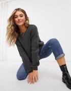 Jdy Chunky Sweater In Dark Gray-grey