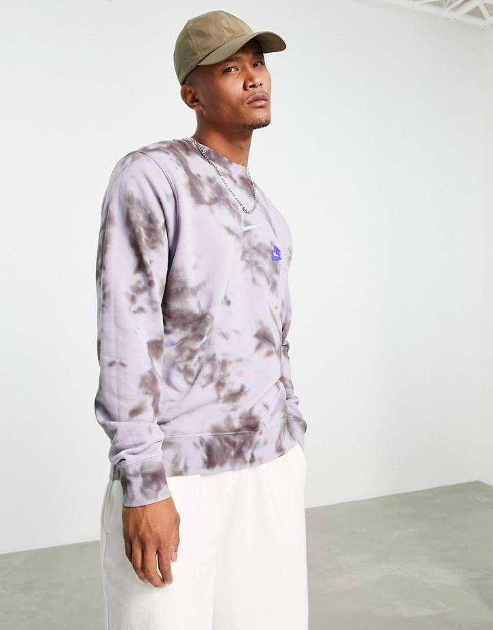 Nike Festival Tie Dye Graphic Crew Neck Sweat In Off Black