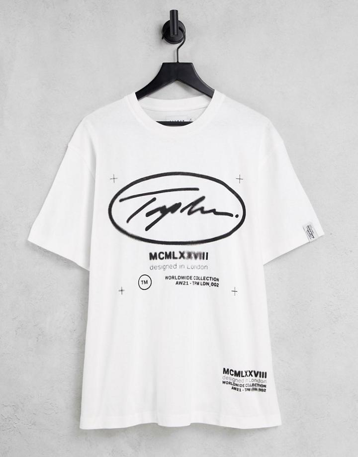 Topman Oversized Fit T-shirt With Signature Circle Chest Print In White